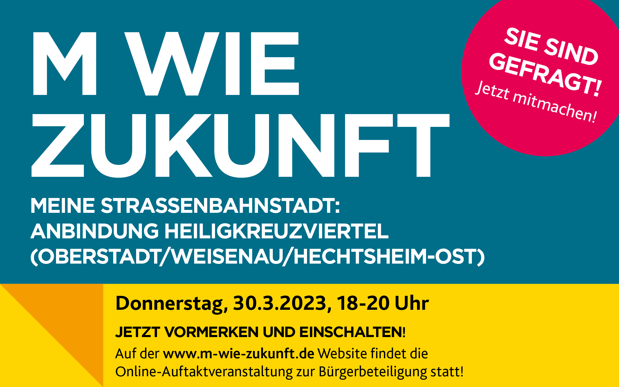 M wie Zukunft: Online-Auftaktveranstaltung am 30.3.2023 M wie Zukunft: Online-Auftaktveranstaltung am 30.3.2023