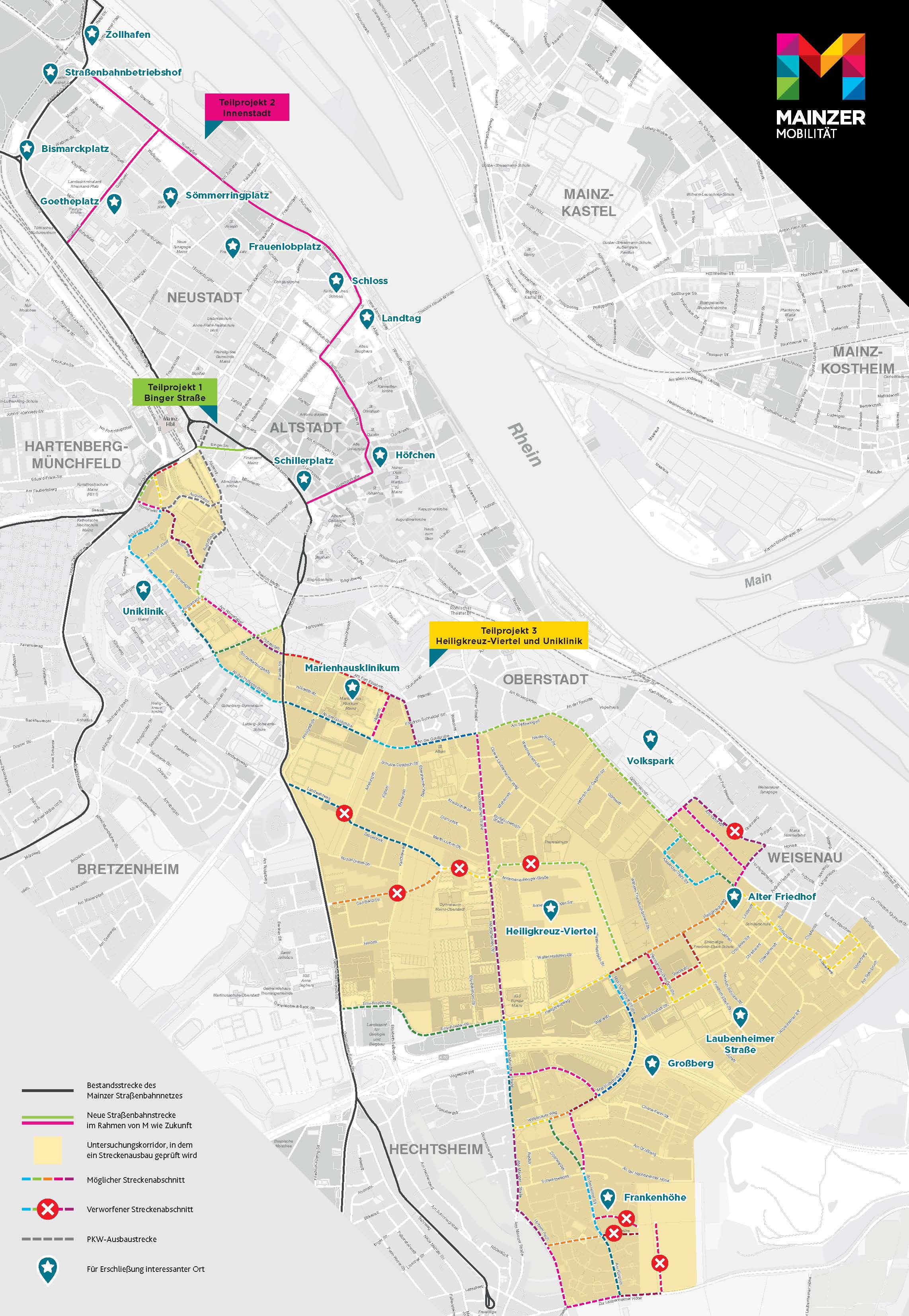 Kartenausschnitt Teilprojekt 3 - Heiligkreuz-Viertel und Uniklinik
