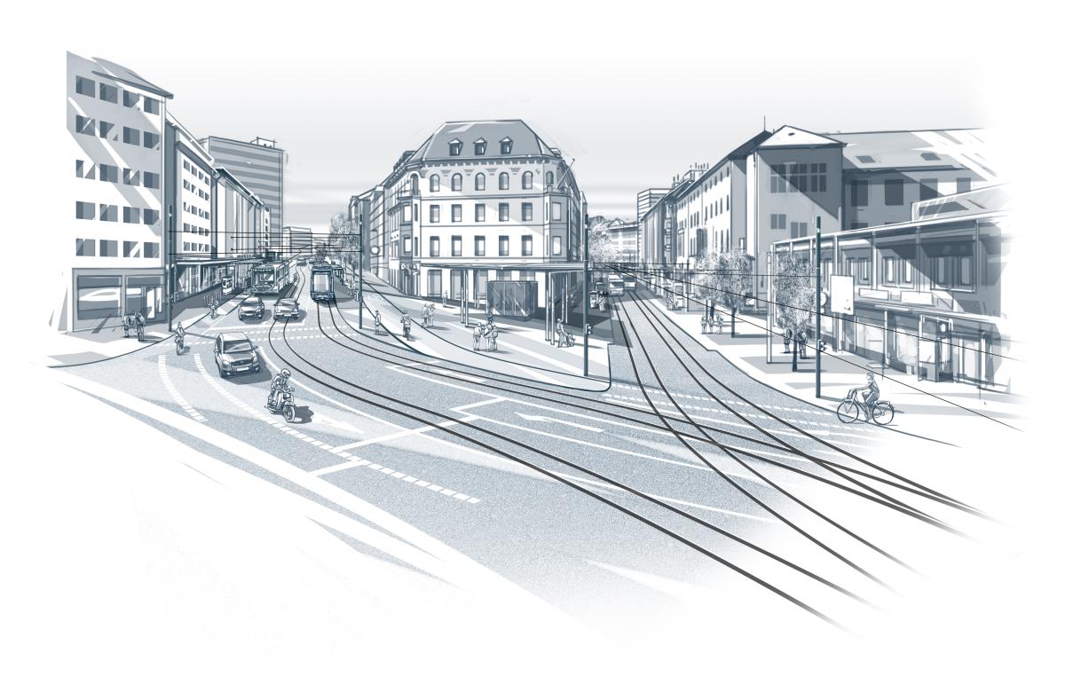 Illustration des Münsterplatzes Binder Straße
